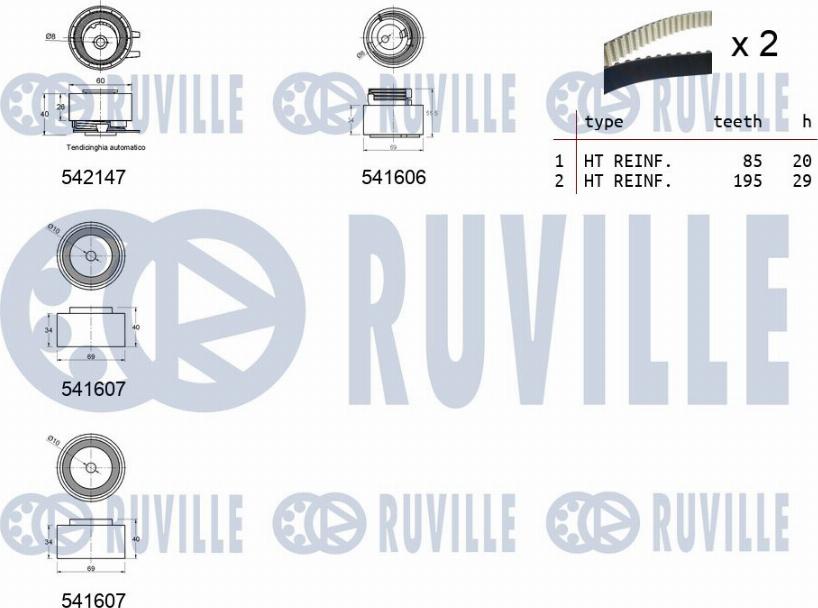 Ruville 550322 - Комплект ангренажен ремък vvparts.bg