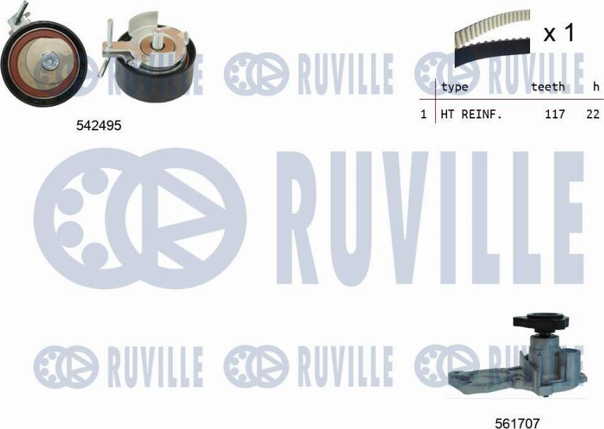 Ruville 5503742 - Водна помпа+ к-кт ангренажен ремък vvparts.bg