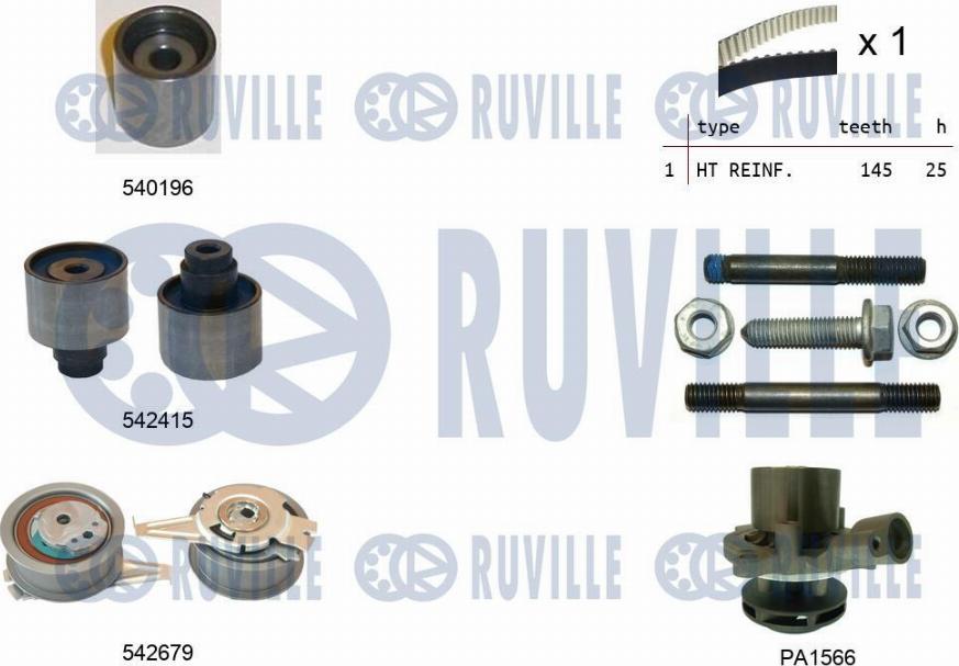 Ruville 5503761 - Водна помпа+ к-кт ангренажен ремък vvparts.bg