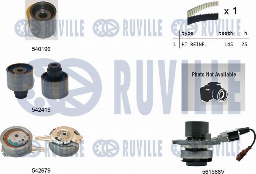Ruville 5503762 - Водна помпа+ к-кт ангренажен ремък vvparts.bg