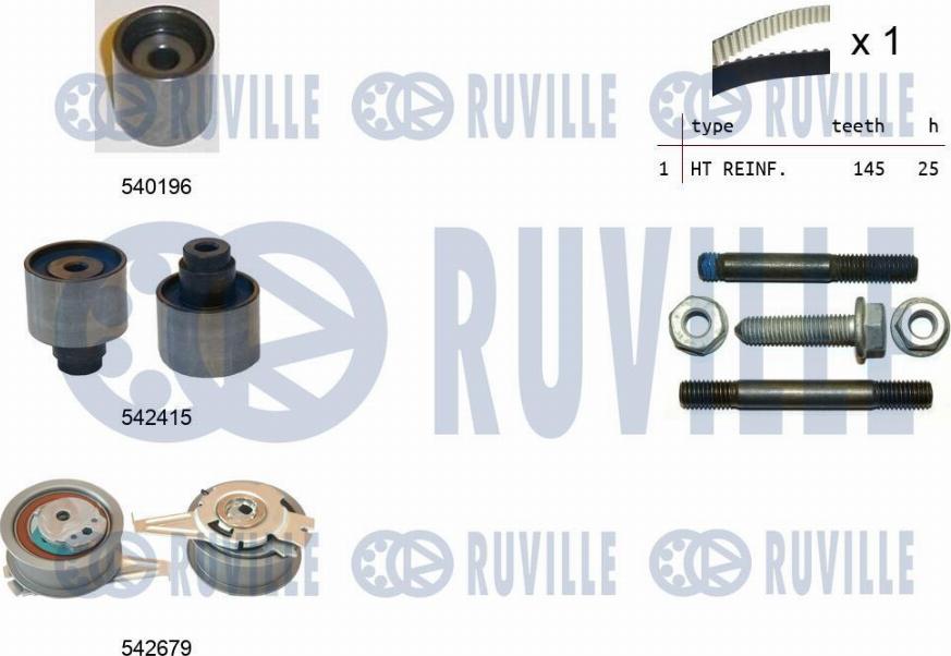 Ruville 550376 - Комплект ангренажен ремък vvparts.bg