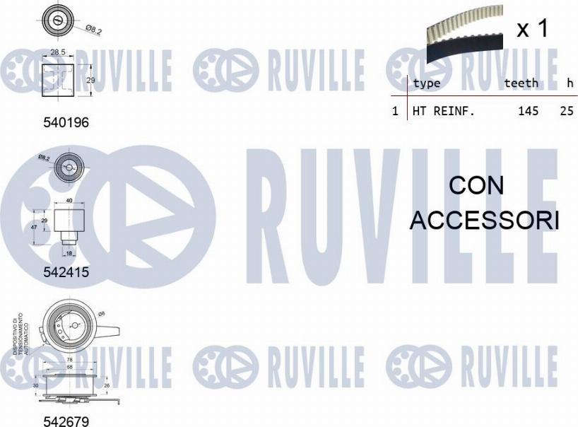 Ruville 550376 - Комплект ангренажен ремък vvparts.bg