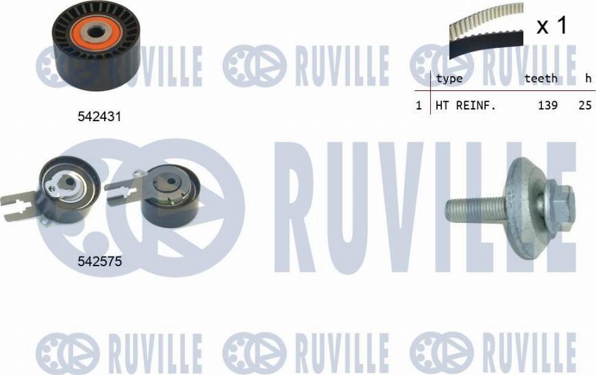 Ruville 550370 - Комплект ангренажен ремък vvparts.bg