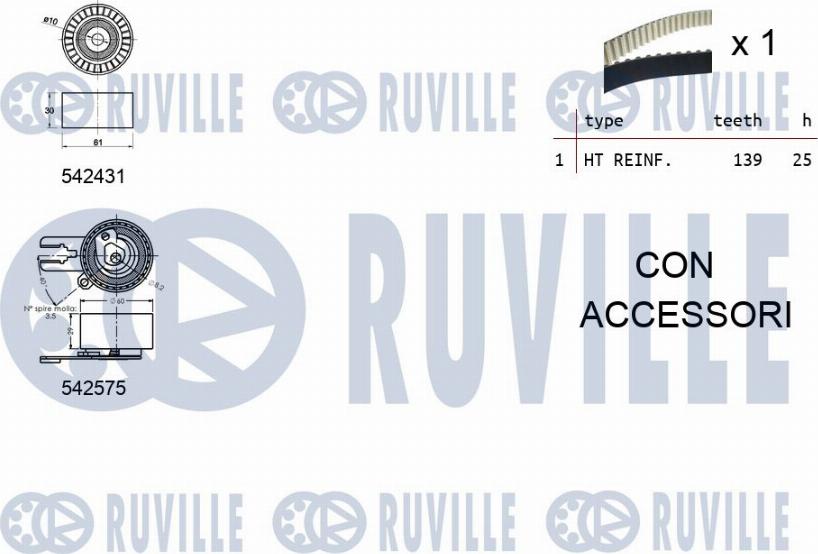 Ruville 550370 - Комплект ангренажен ремък vvparts.bg
