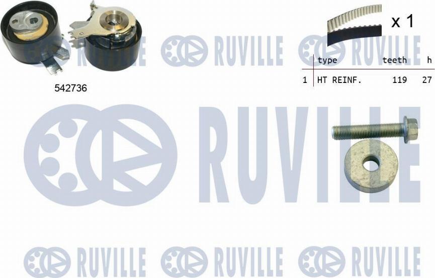 Ruville 550378 - Комплект ангренажен ремък vvparts.bg