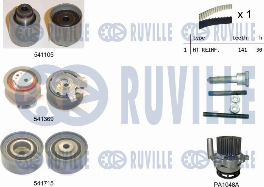 Ruville 5502991 - Водна помпа+ к-кт ангренажен ремък vvparts.bg