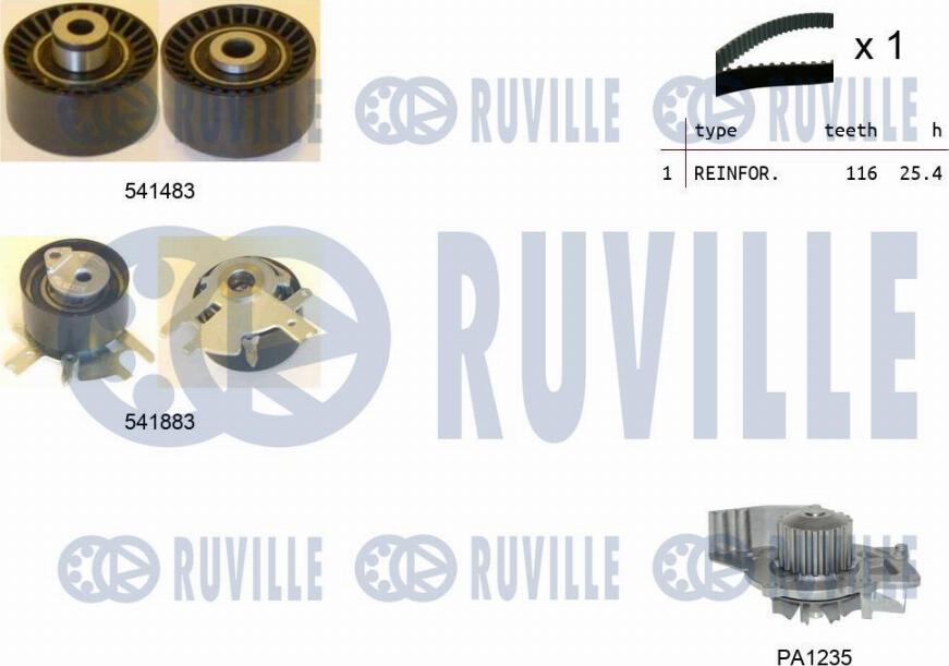 Ruville 5502962 - Водна помпа+ к-кт ангренажен ремък vvparts.bg