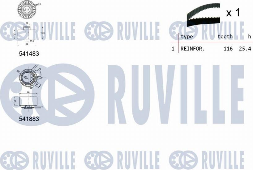 Ruville 550296 - Комплект ангренажен ремък vvparts.bg
