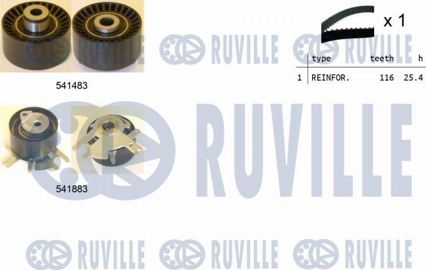 Ruville 550296 - Комплект ангренажен ремък vvparts.bg