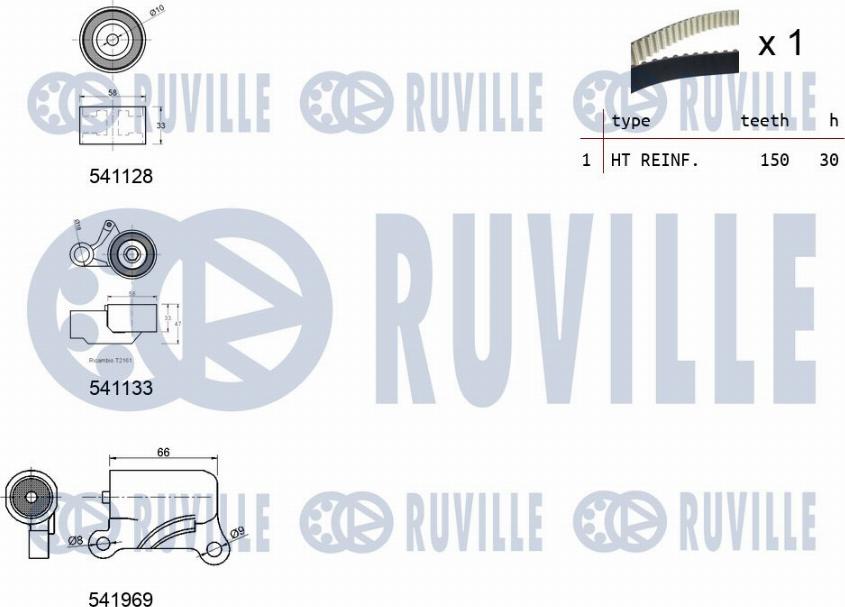 Ruville 550291 - Комплект ангренажен ремък vvparts.bg