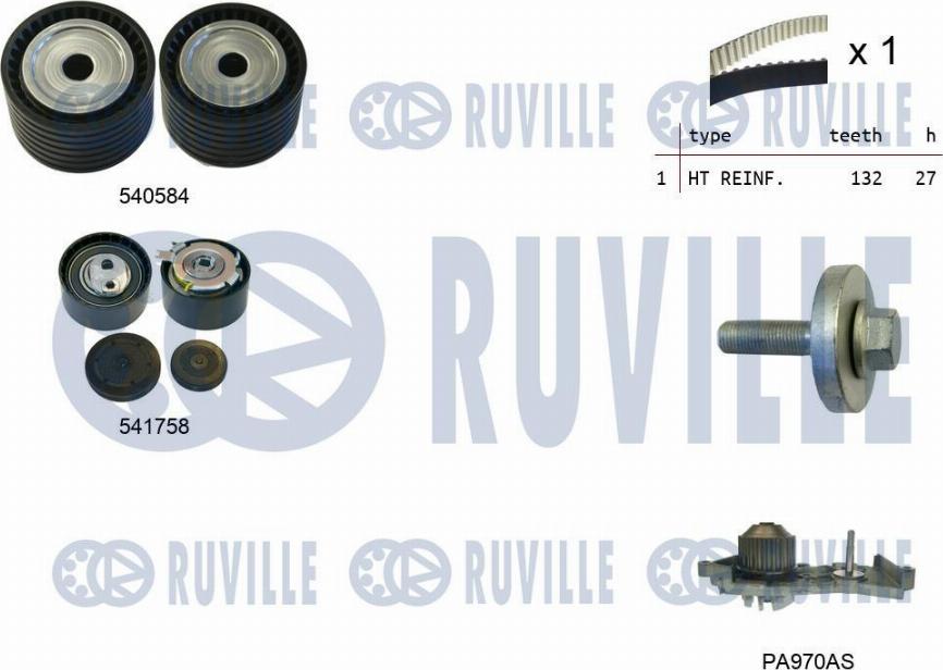 Ruville 5502981 - Водна помпа+ к-кт ангренажен ремък vvparts.bg