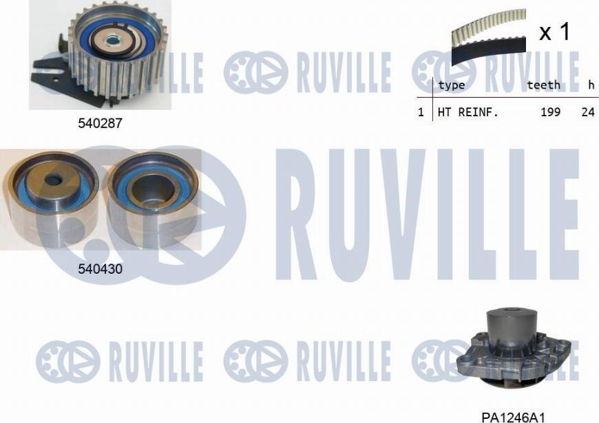 Ruville 5502971 - Водна помпа+ к-кт ангренажен ремък vvparts.bg