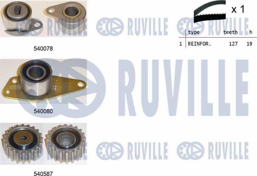Ruville 550249 - Комплект ангренажен ремък vvparts.bg