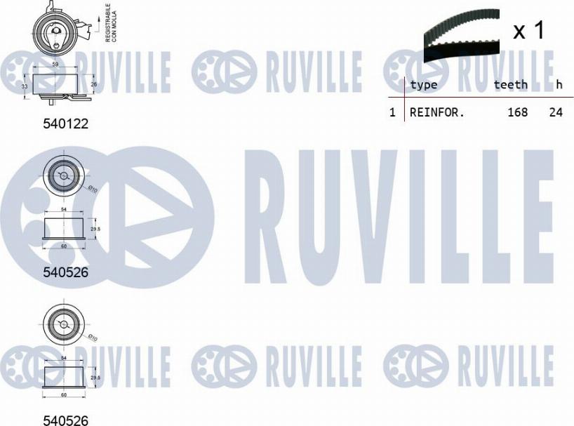 Ruville 550245 - Комплект ангренажен ремък vvparts.bg