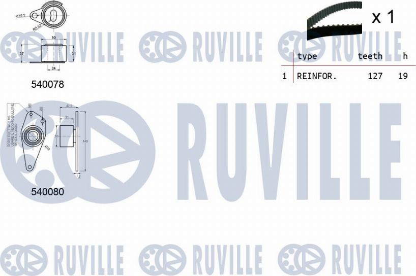 Ruville 550243 - Комплект ангренажен ремък vvparts.bg