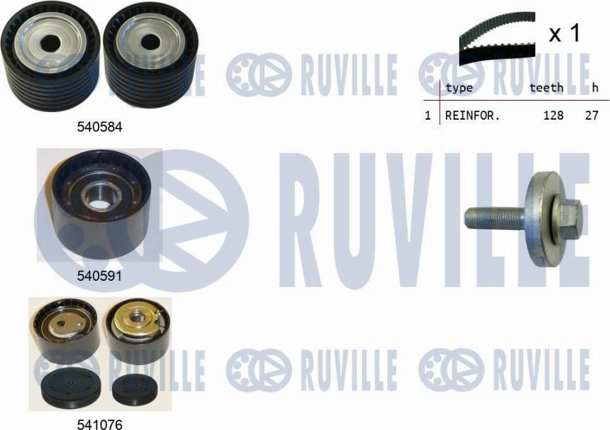 Ruville 550254 - Комплект ангренажен ремък vvparts.bg