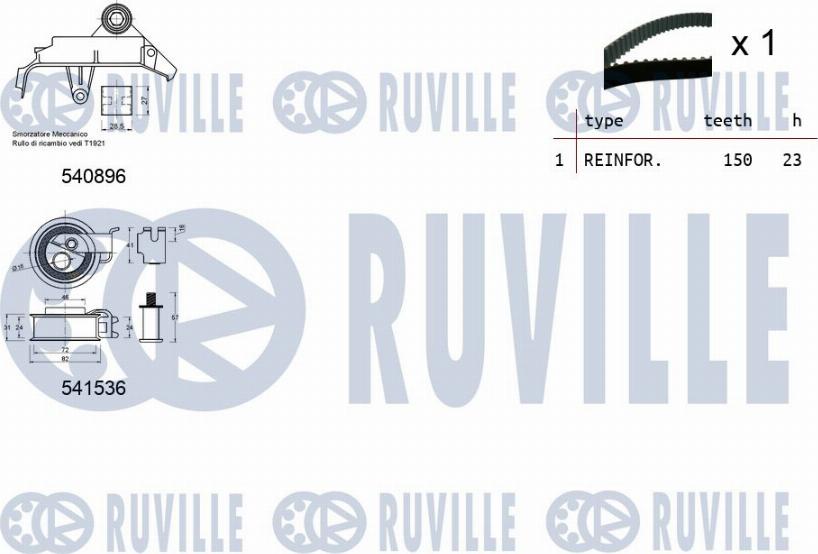 Ruville 550251 - Комплект ангренажен ремък vvparts.bg