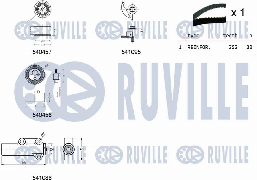 Ruville 550253 - Комплект ангренажен ремък vvparts.bg