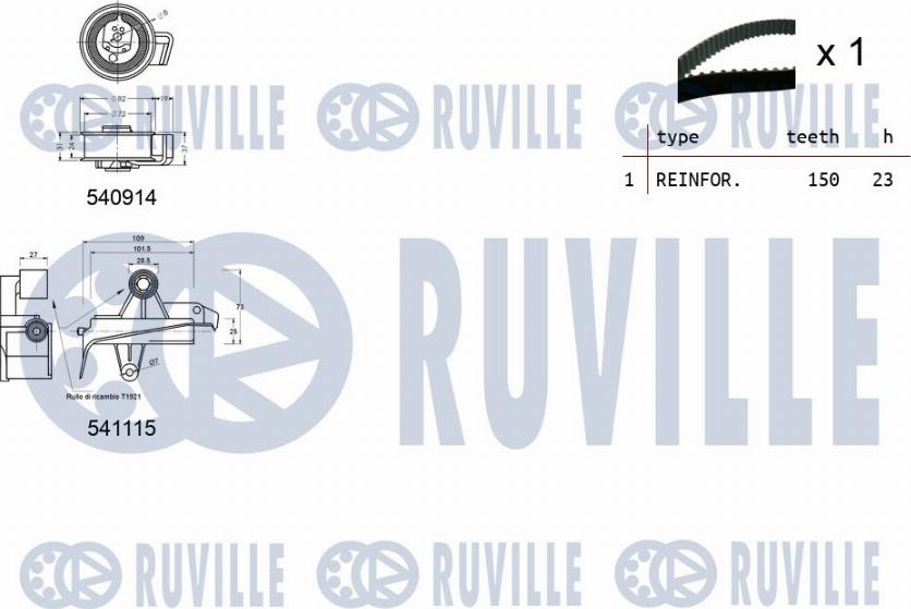 Ruville 550257 - Комплект ангренажен ремък vvparts.bg