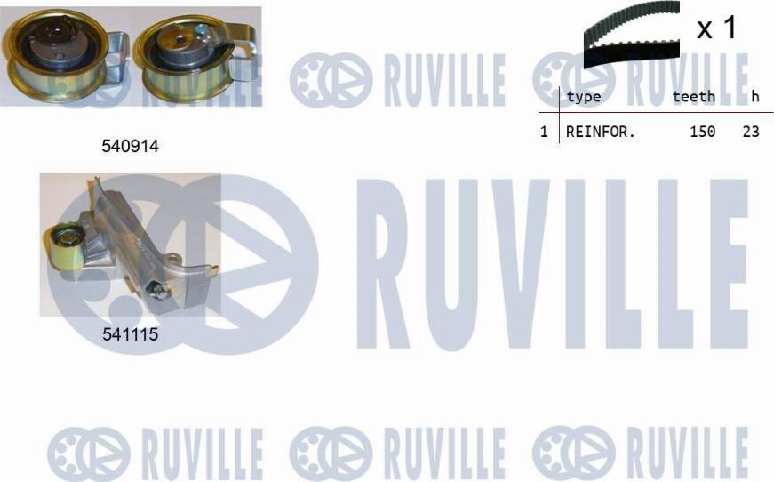 Ruville 550257 - Комплект ангренажен ремък vvparts.bg