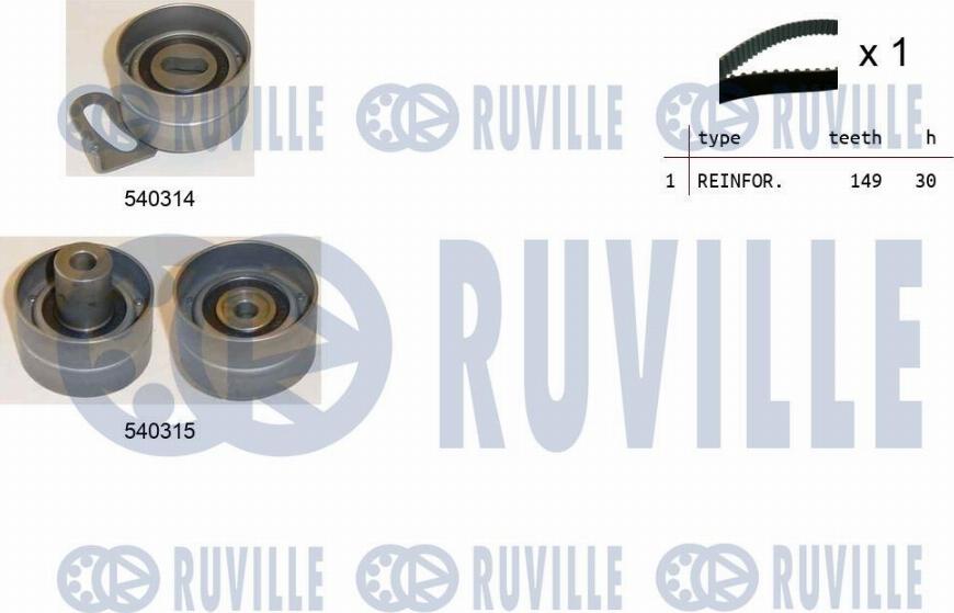 Ruville 550208 - Комплект ангренажен ремък vvparts.bg
