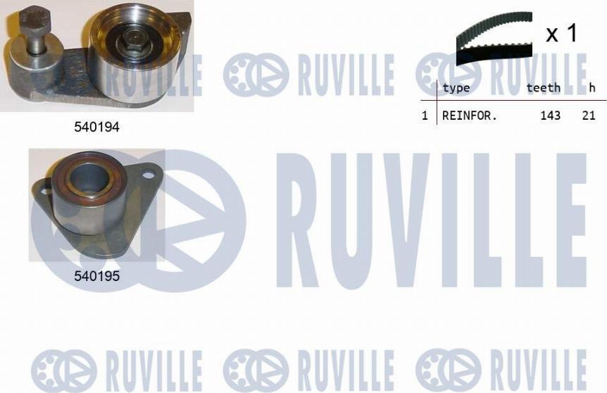 Ruville 550211 - Комплект ангренажен ремък vvparts.bg