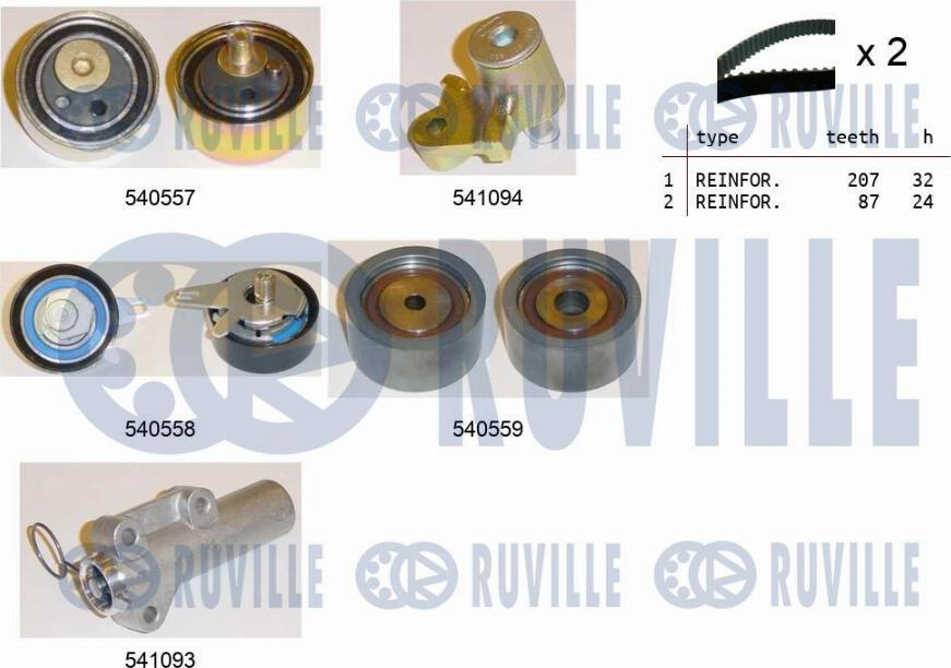 Ruville 550285 - Комплект ангренажен ремък vvparts.bg