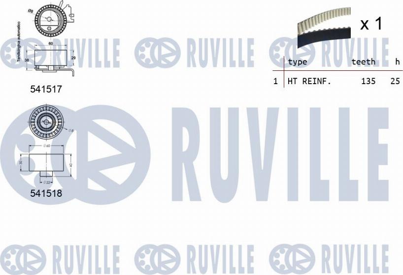 Ruville 550287 - Комплект ангренажен ремък vvparts.bg