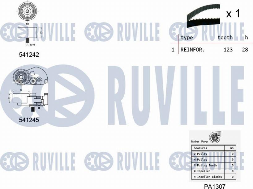 Ruville 5502751 - Водна помпа+ к-кт ангренажен ремък vvparts.bg