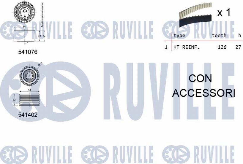Ruville 550278 - Комплект ангренажен ремък vvparts.bg
