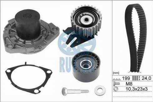 Ruville 55898711 - Водна помпа+ к-кт ангренажен ремък vvparts.bg