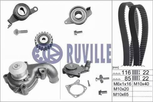 Ruville 55214701 - Водна помпа+ к-кт ангренажен ремък vvparts.bg