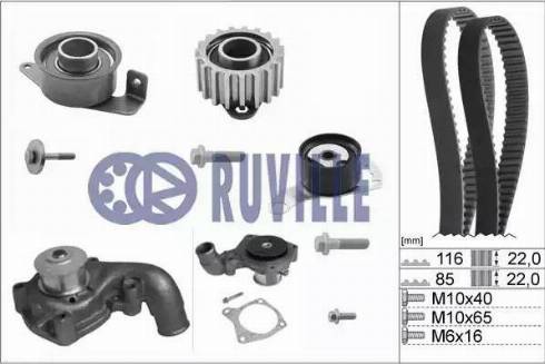 Ruville 55214712 - Водна помпа+ к-кт ангренажен ремък vvparts.bg