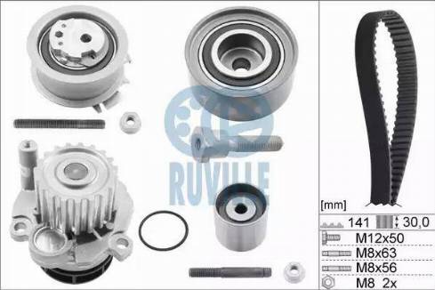 Ruville 55766711 - Водна помпа+ к-кт ангренажен ремък vvparts.bg