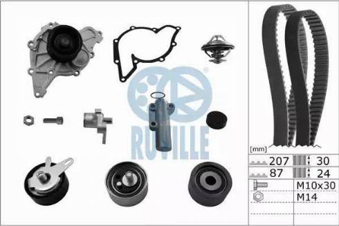 Ruville 55703771 - Водна помпа+ к-кт ангренажен ремък vvparts.bg