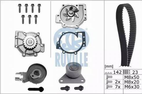 Ruville 56536701 - Водна помпа+ к-кт ангренажен ремък vvparts.bg