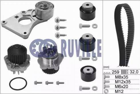 Ruville 56643702 - Водна помпа+ к-кт ангренажен ремък vvparts.bg