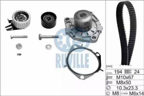 Ruville 56036701 - Водна помпа+ к-кт ангренажен ремък vvparts.bg