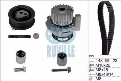 Ruville 56368701 - Водна помпа+ к-кт ангренажен ремък vvparts.bg