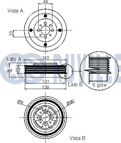 Ruville 520072 - Ремъчна шайба, колянов вал vvparts.bg