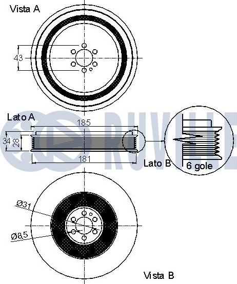 Ruville 520111 - Ремъчна шайба, колянов вал vvparts.bg