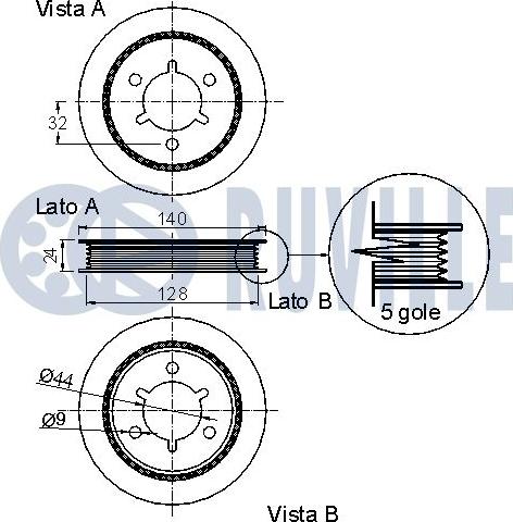 Ruville 520128 - Ремъчна шайба, колянов вал vvparts.bg