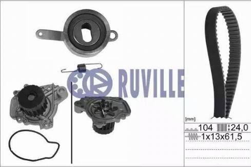 Ruville 57403711 - Водна помпа+ к-кт ангренажен ремък vvparts.bg