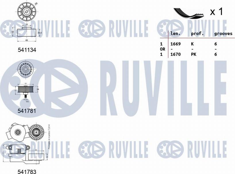 Ruville 570058 - Комплект пистов ремък vvparts.bg
