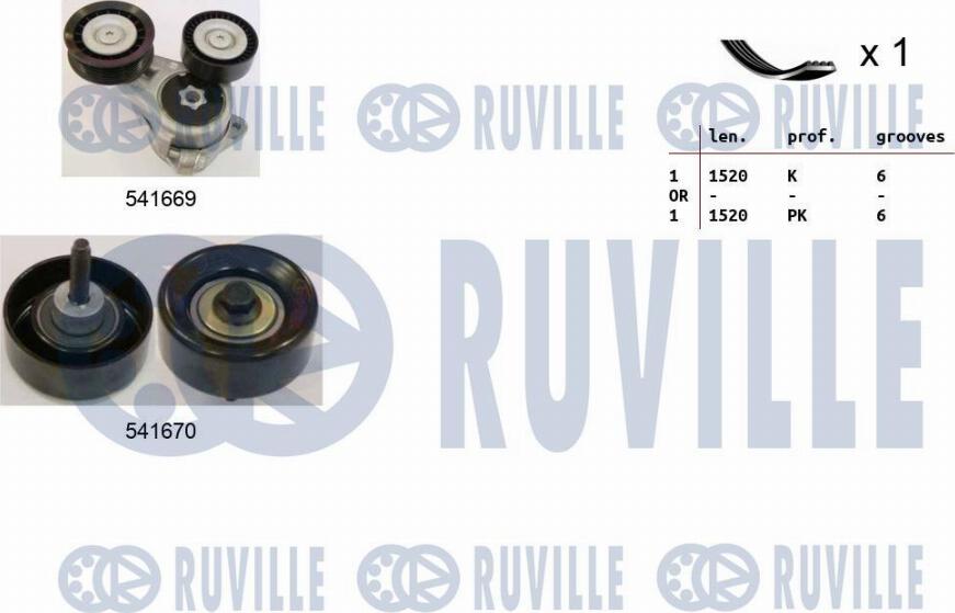 Ruville 570066 - Комплект пистов ремък vvparts.bg