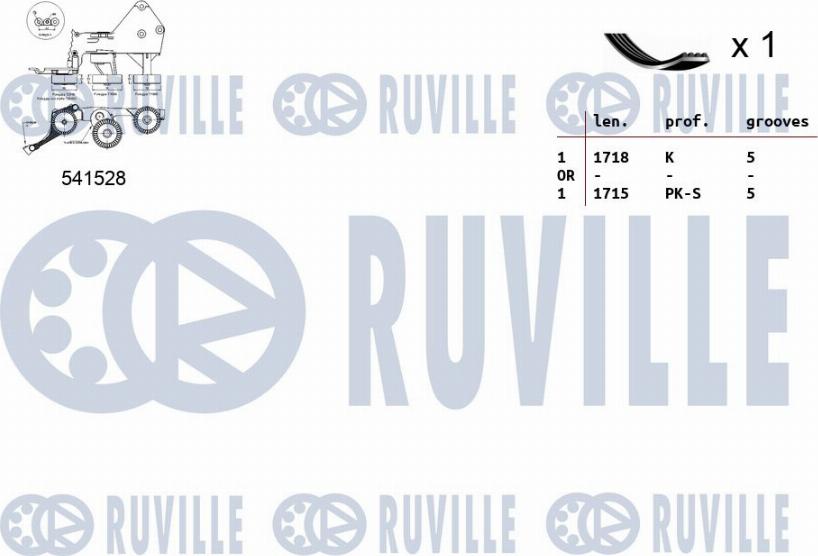 Ruville 570086 - Комплект пистов ремък vvparts.bg