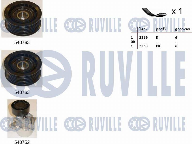 Ruville 570088 - Комплект пистов ремък vvparts.bg