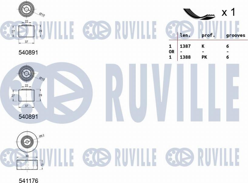 Ruville 570071 - Комплект пистов ремък vvparts.bg