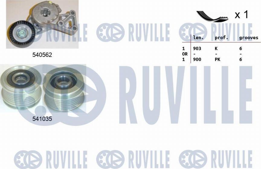 Ruville 570154 - Комплект пистов ремък vvparts.bg