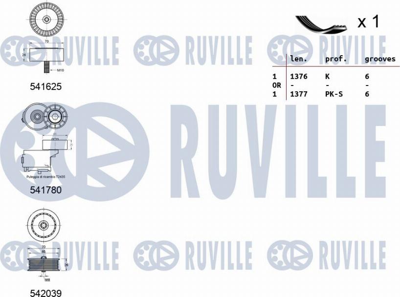 Ruville 570169 - Комплект пистов ремък vvparts.bg